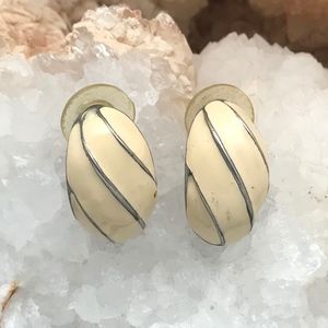 Vintage Monet Cream Half Hoop Earrings